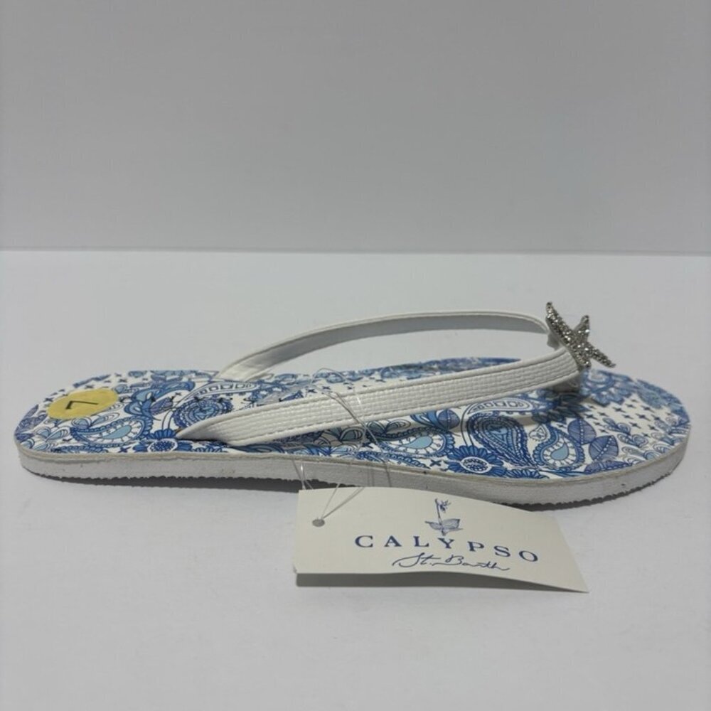 Calypso Women’s Mariner Blue Flip Flop Sandals, Size 7 M